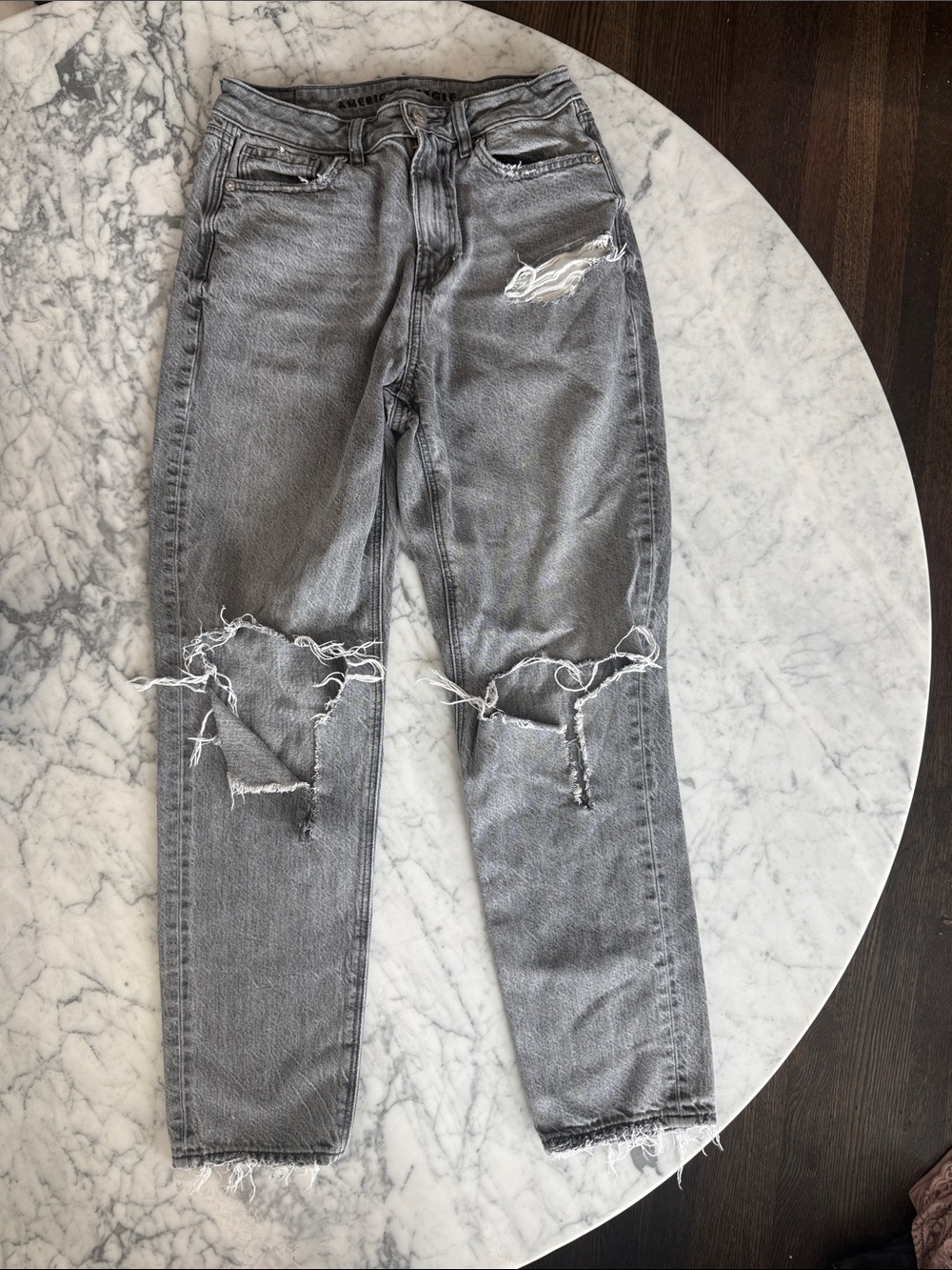 American Eagle Outfitters Distressed Gray Ripped Jeans